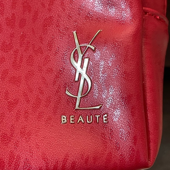 NIB Yves St. Laurent Beaute red cosmetic pouch - Picture 9 of 16